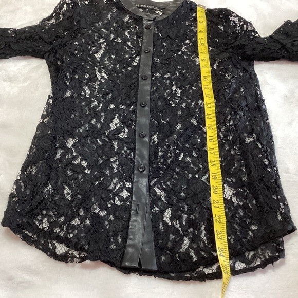 Zara Basic Lace Button Up Top Long Sleeves Size XS Black Whimsigoth Dark Fairy - Picture 9 of 9